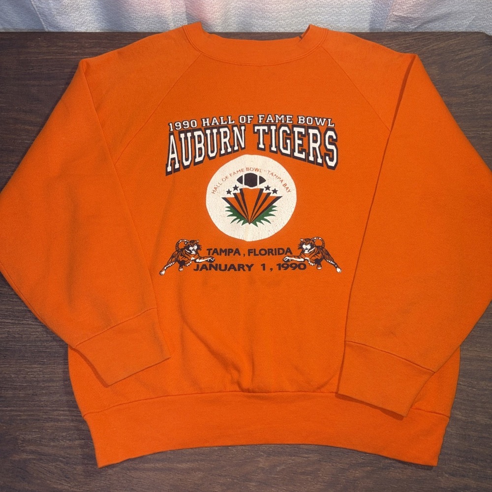 Vintage Auburn Tigers 1990 Hall of Fame Bowl Crewneck College Jogs Large